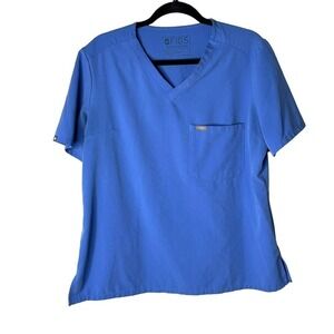 Figs Technical Collection Size L Catarina One-Pocket Scrub Top Slim Blue